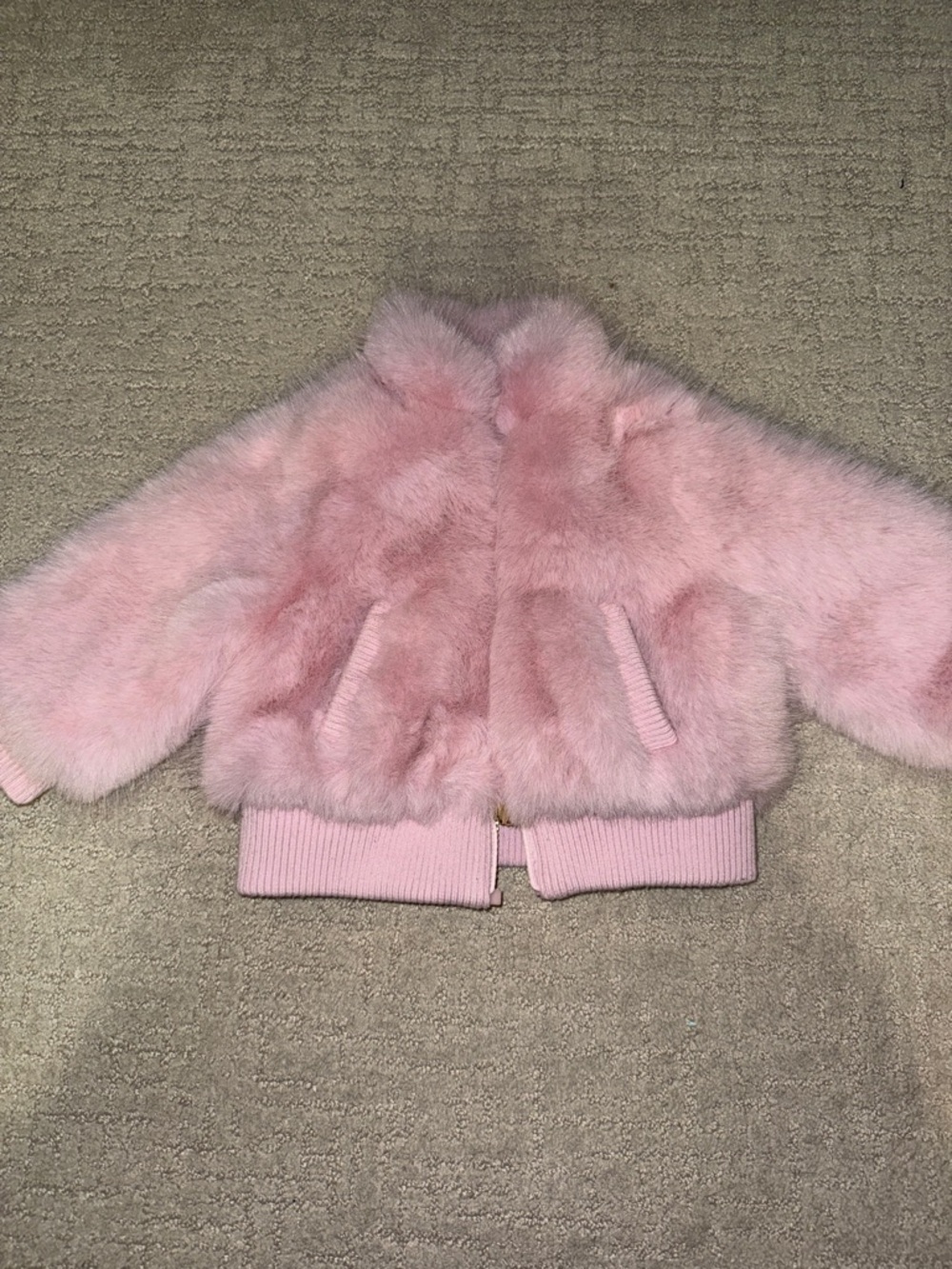 Cat & Jack Plush Pink Faux Fur Bomber Jacket for Kids